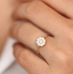 14K Gold Floral Diamond Ring