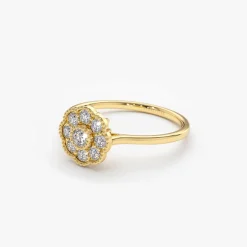 14K Gold Floral Diamond Ring