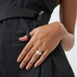 14k Gold Flush Setting Cluster Dome Ring