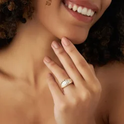 14k Gold Flush Setting Cluster Dome Ring