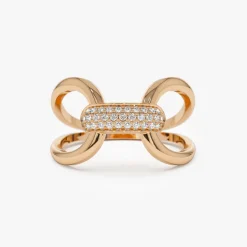 14K Gold Folded Micro Pave Diamond Ring