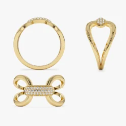 14K Gold Folded Micro Pave Diamond Ring