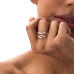 14k Gold Four Band Statement Ring