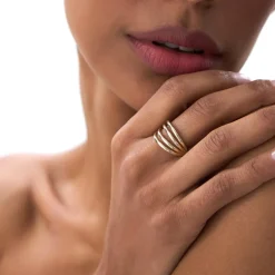 14k Gold Four Band Statement Ring