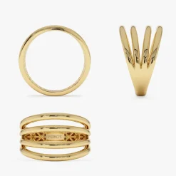 14k Gold Four Band Statement Ring