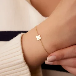 14K Gold Four Leaf Clover Charm Bracelet