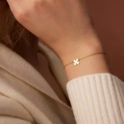 14K Gold Four Leaf Clover Charm Bracelet