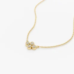 14K Gold Four Stone Diamond Cluster Necklace