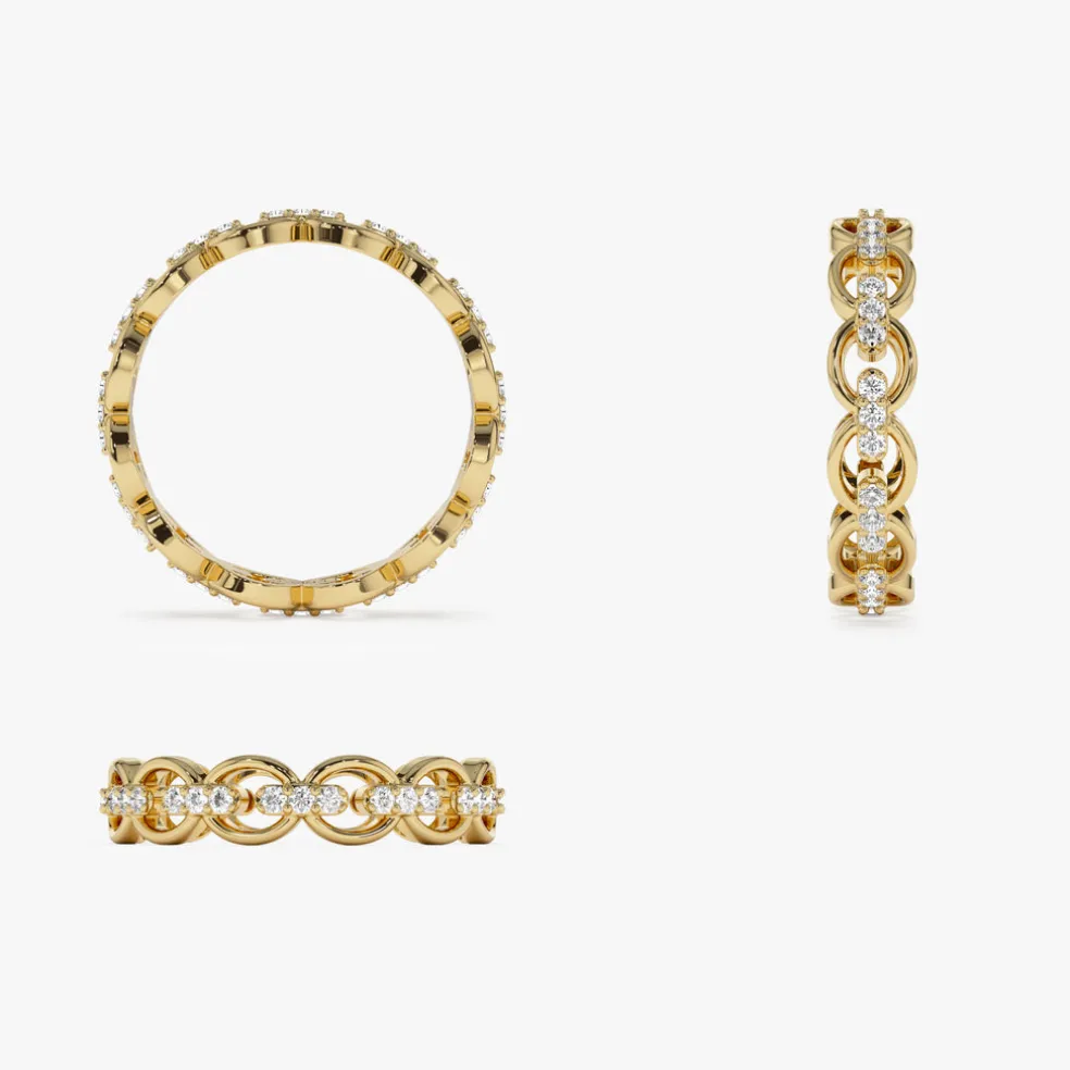 14k Gold Full Eternity Diamond Link Ring