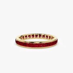 14k Gold Full Eternity Princess Cut Ruby Ring