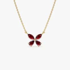 14K Gold Garnet Butterfly Necklace