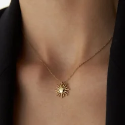 14k Gold Glowing Sun Charm Necklace