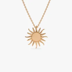 14k Gold Glowing Sun Charm Necklace
