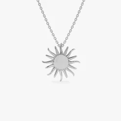 14k Gold Glowing Sun Charm Necklace