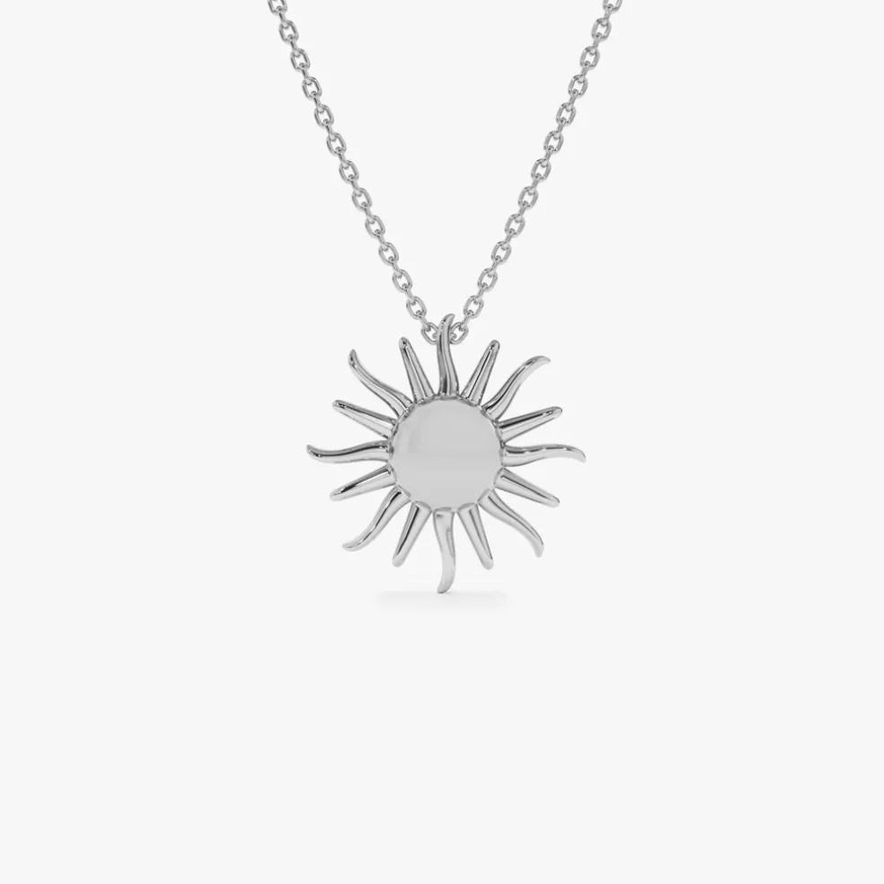 14k Gold Glowing Sun Charm Necklace