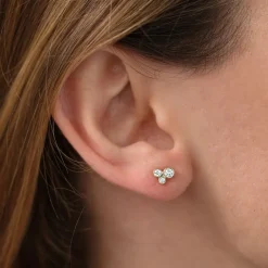 14K Gold Graduated Diamond Stud Earrings