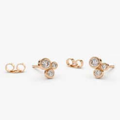 14K Gold Graduated Diamond Stud Earrings