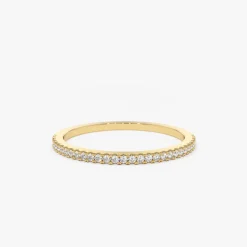 14K Gold Half Eternity Micro Pave Diamond Ring