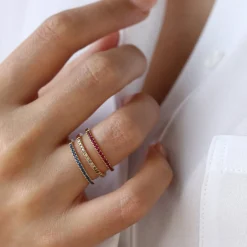 14k Gold Half Eternity Pave Ruby Ring