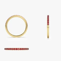 14k Gold Half Eternity Pave Ruby Ring