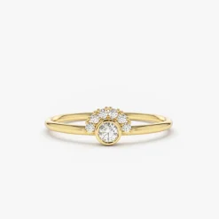14K Gold Half Halo Diamond Ring