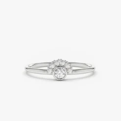 14K Gold Half Halo Diamond Ring