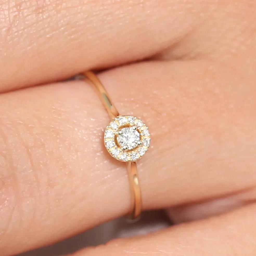14K Gold Halo Diamond Ring