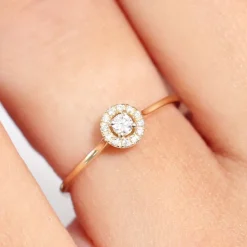 14K Gold Halo Diamond Ring