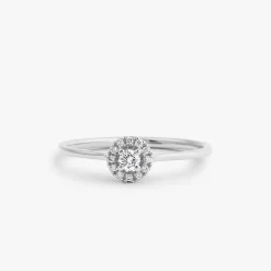 14K Gold Halo Diamond Ring
