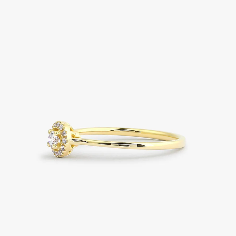 14K Gold Halo Diamond Ring