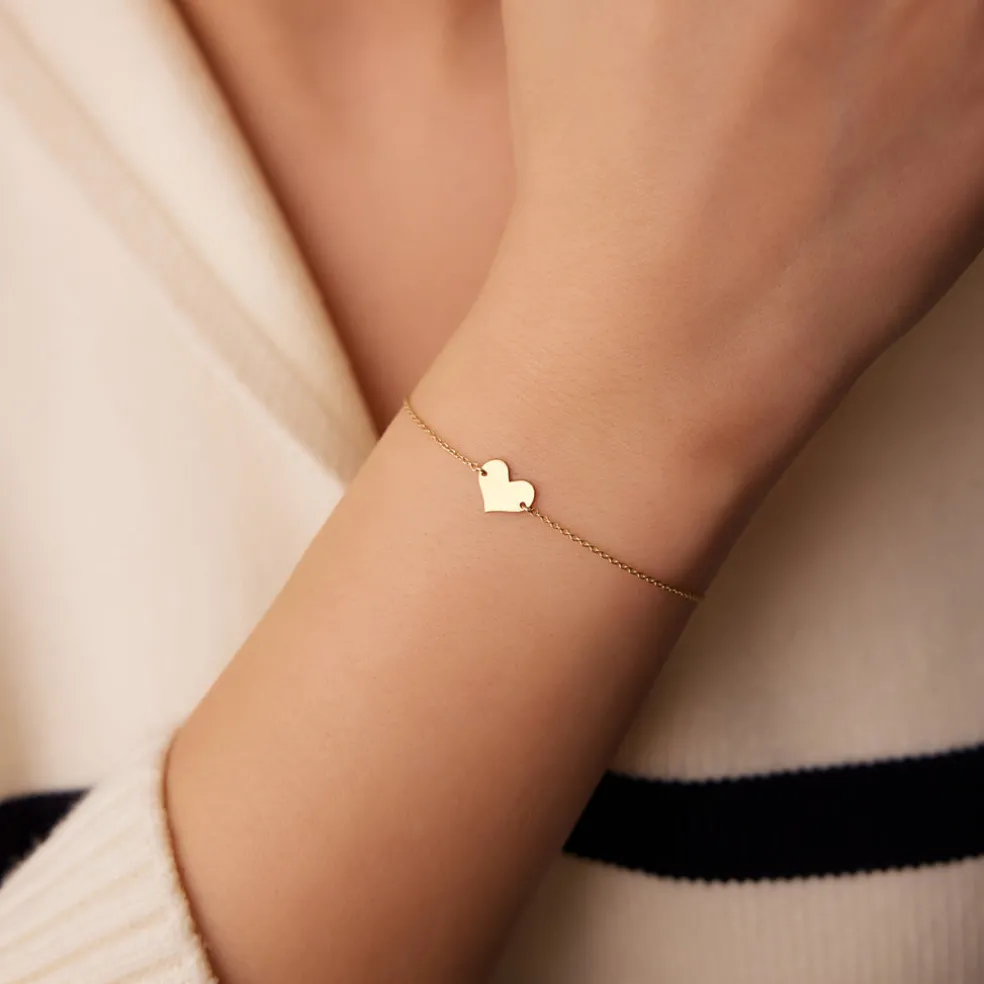 14K Gold Heart Bracelet