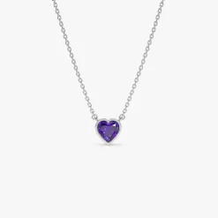 14K Gold Heart Shaped Amethyst Layering Necklace