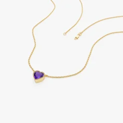 14K Gold Heart Shaped Amethyst Layering Necklace