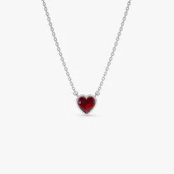 14K Gold Heart Shaped Garnet Layering Necklace