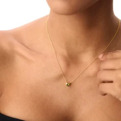 14K Gold Heart Shaped Peridot Layering Necklace
