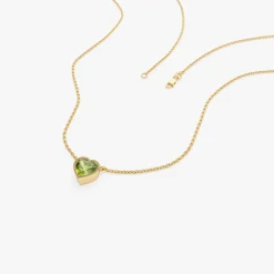 14K Gold Heart Shaped Peridot Layering Necklace