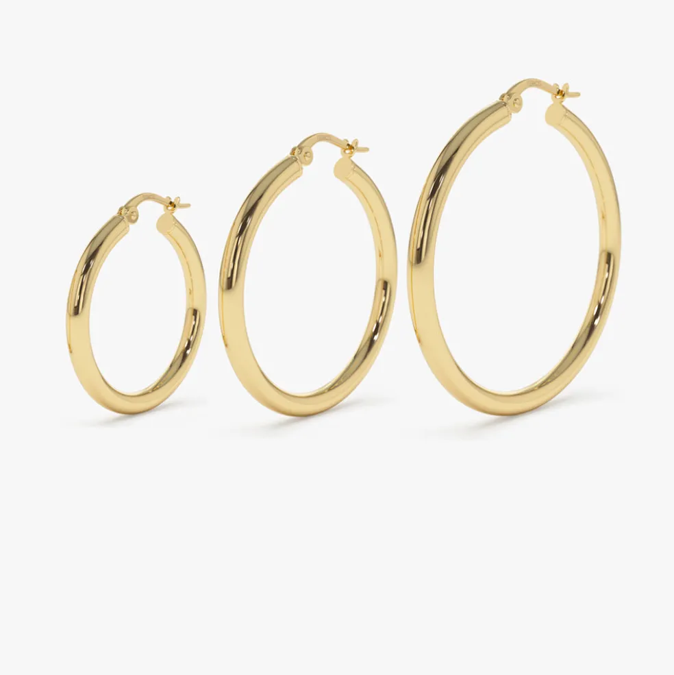 14k Gold Hoops 26.5 - 31.5 - 37MM