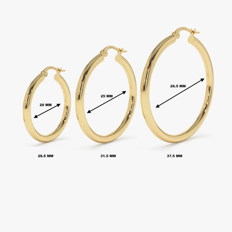14k Gold Hoops 26.5 - 31.5 - 37MM