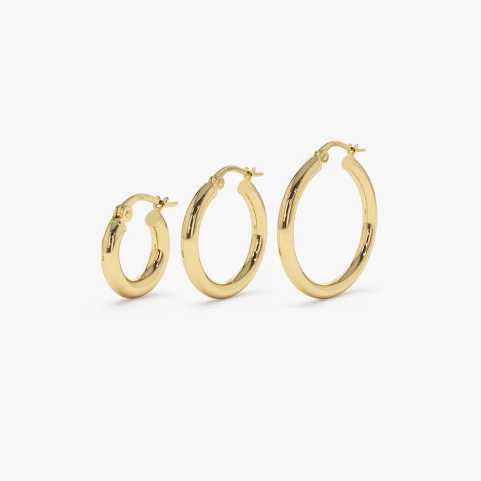 14k Gold Hoops 14-21.5-26.5 MM