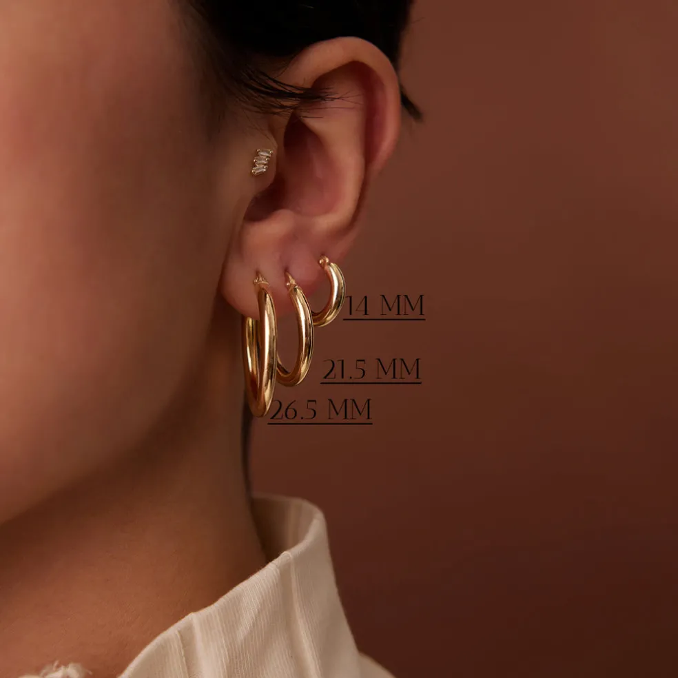 14k Gold Hoops 14-21.5-26.5 MM