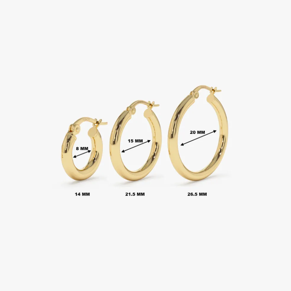 14k Gold Hoops 14-21.5-26.5 MM