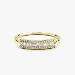 14K Gold Horizontal Baguette Diamond Ring
