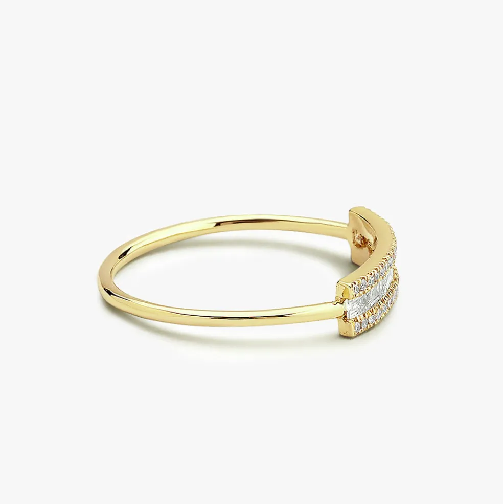 14K Gold Horizontal Baguette Diamond Ring