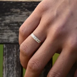 14K Gold Horizontal Baguette Diamond Ring