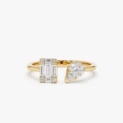 14k Gold Illusion Setting Diamond Toi et Moi Ring