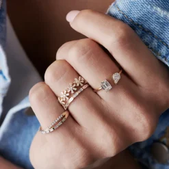 14k Gold Illusion Setting Diamond Toi et Moi Ring