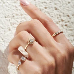 14k Gold Illusion Setting Diamond Toi et Moi Ring