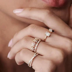 14k Gold Illusion Setting Diamond Toi et Moi Ring
