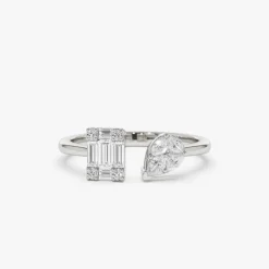14k Gold Illusion Setting Diamond Toi et Moi Ring
