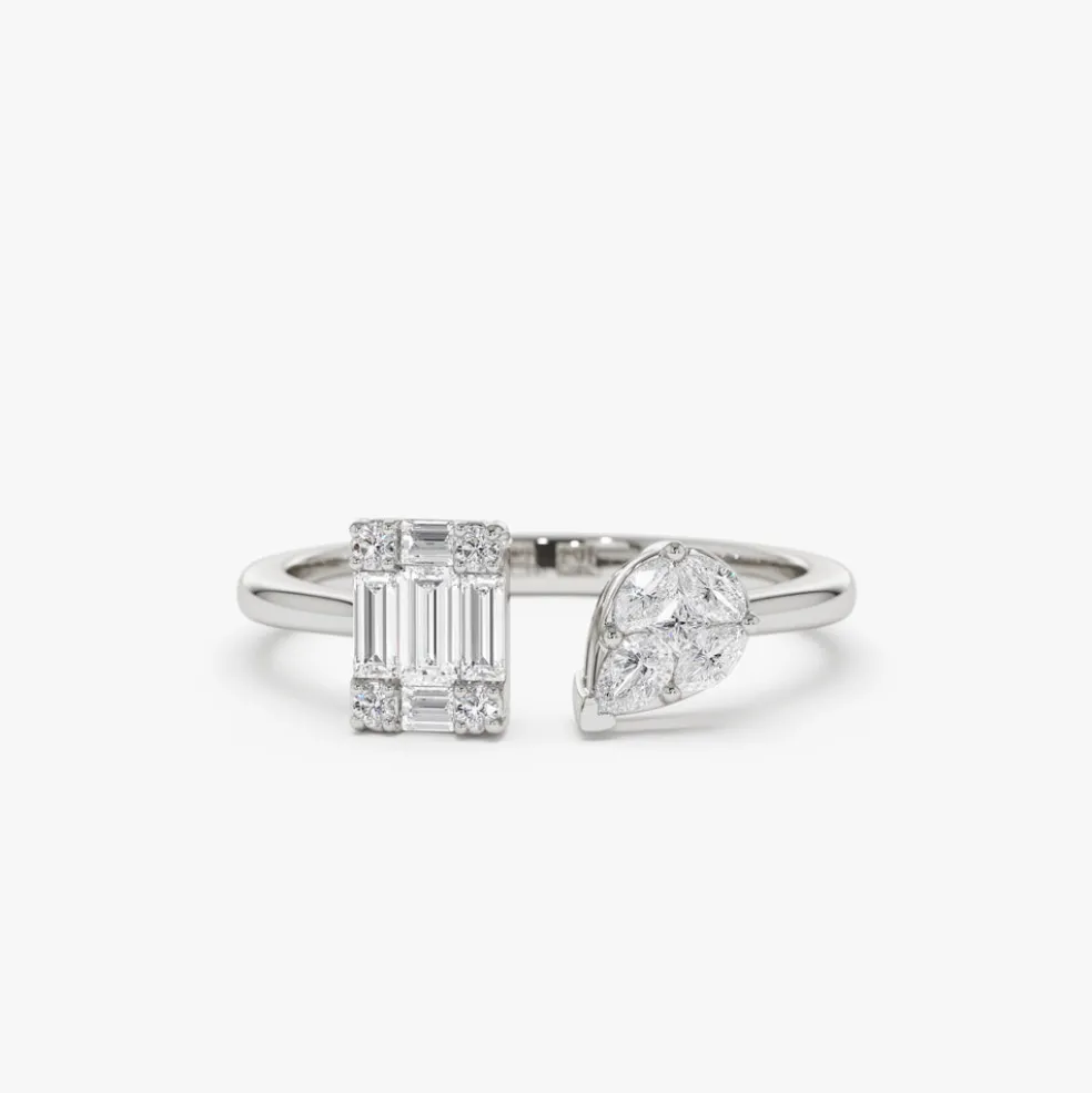 14k Gold Illusion Setting Diamond Toi et Moi Ring